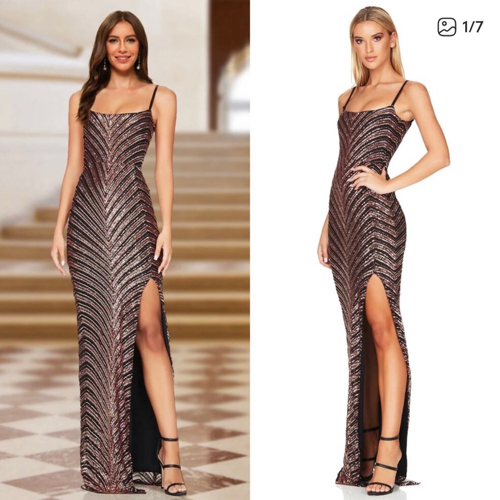 Nookie Metallic Chevron Maxi Dress